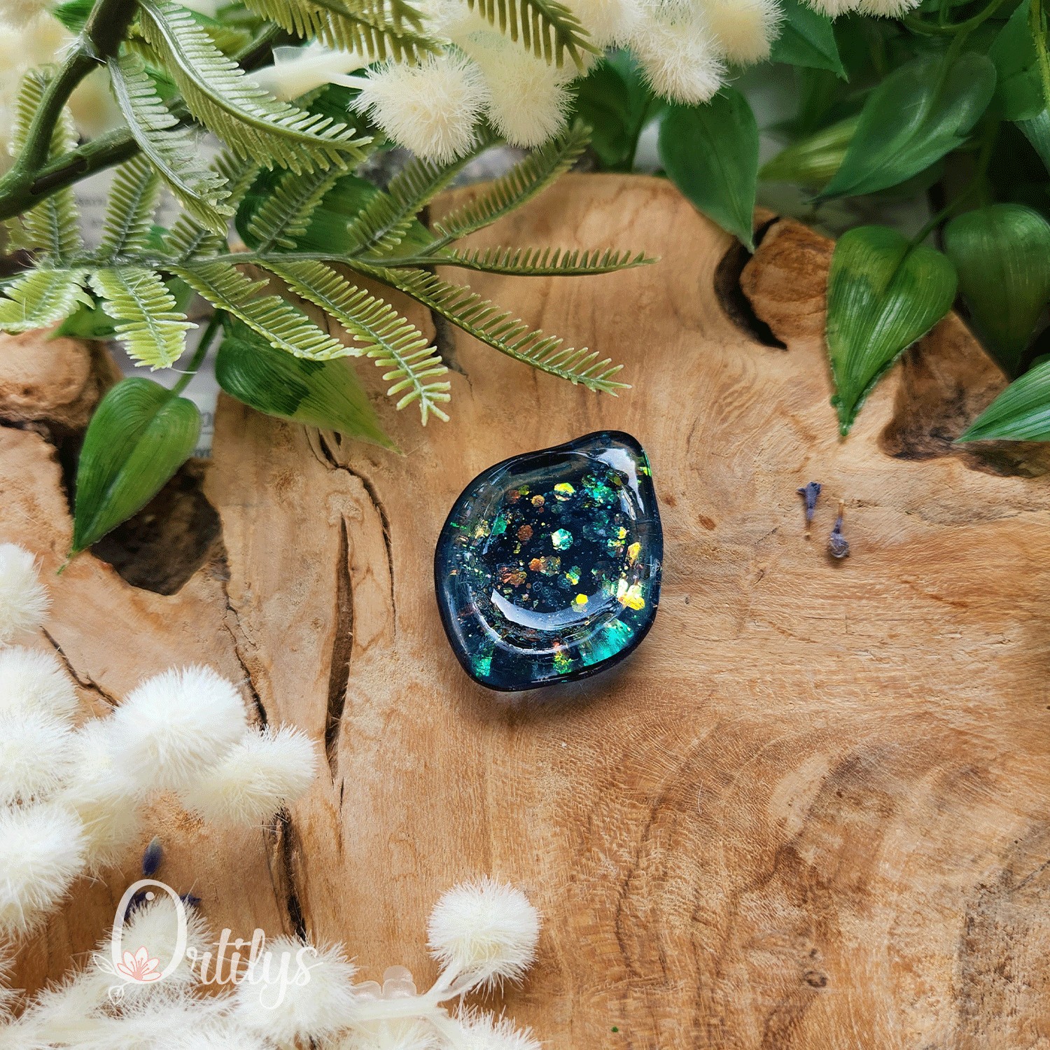 Worry stone "ZEPHIR" Bleu paillettes - Creux moyen đșđș â Image 3