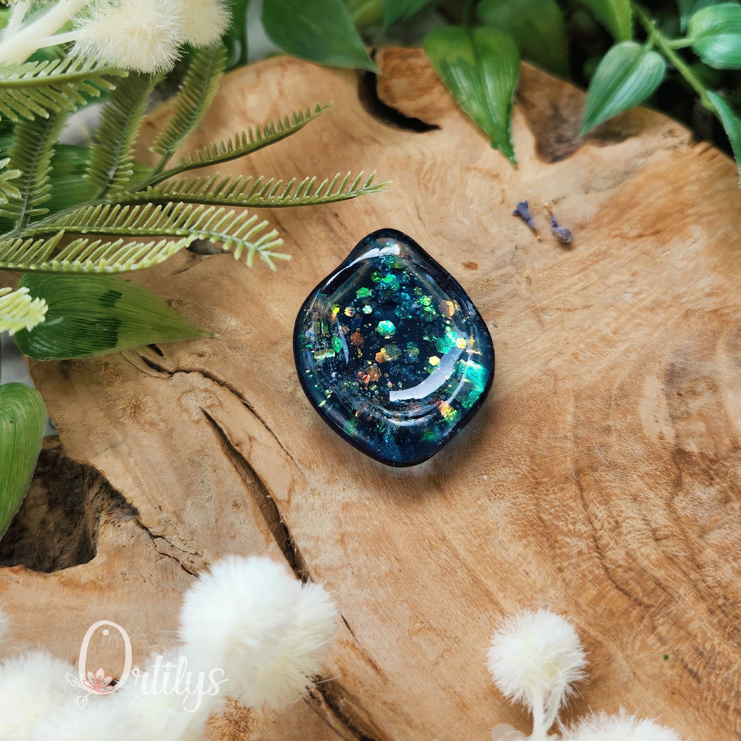 Worry stone "ZEPHIR" Bleu paillettes - Creux moyen đșđș â Image 5