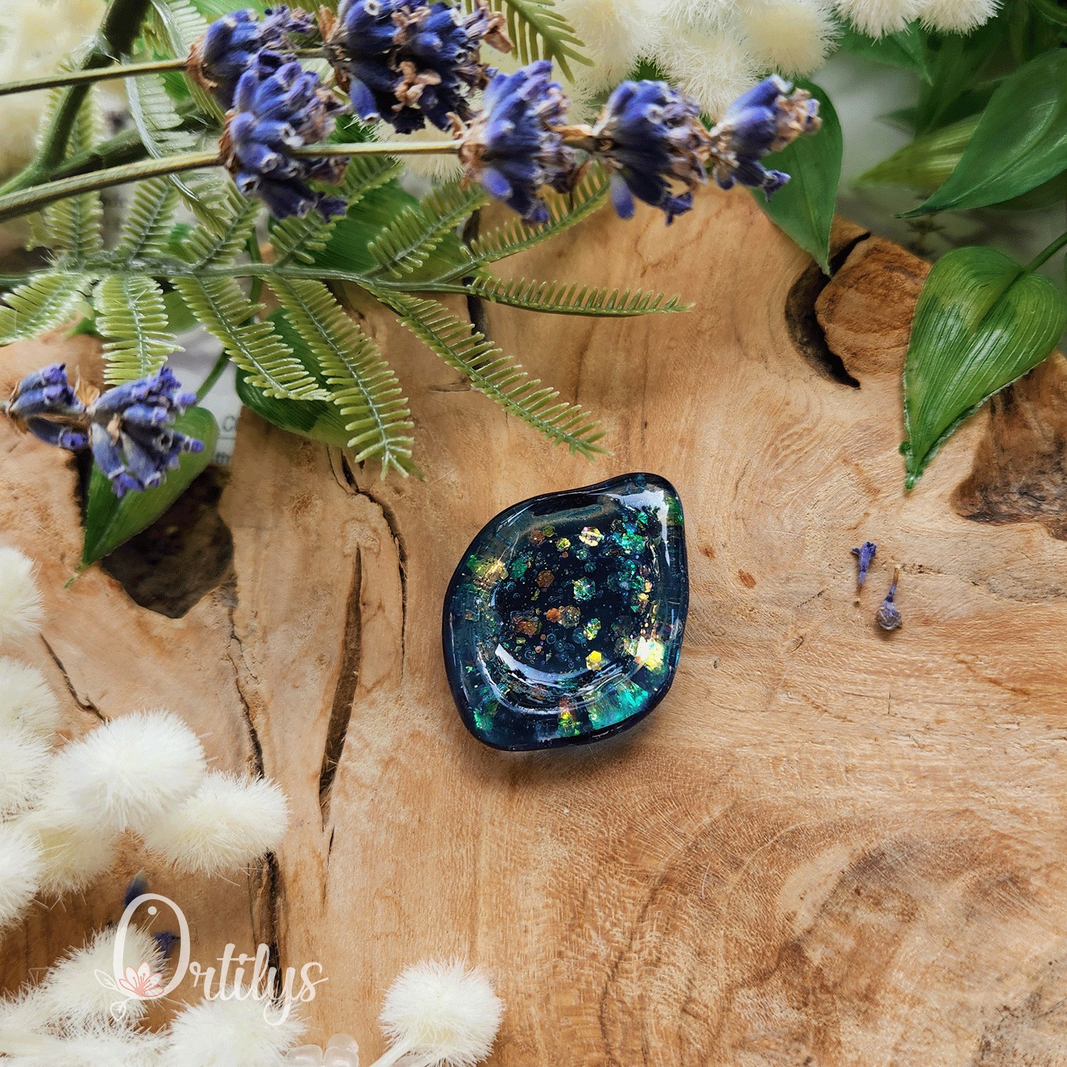 Worry stone "ZEPHIR" Bleu paillettes - Creux moyen đșđș â Image 9