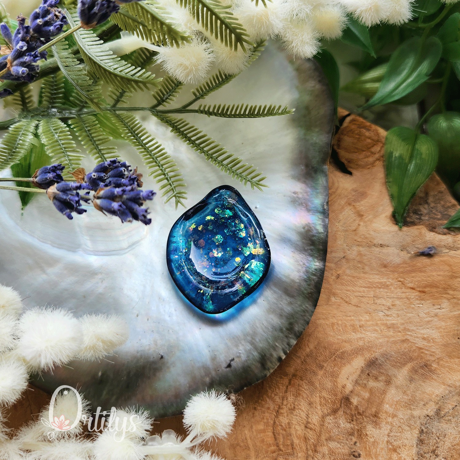 Worry stone "ZEPHIR" Bleu paillettes - Creux moyen đșđș â Image 8
