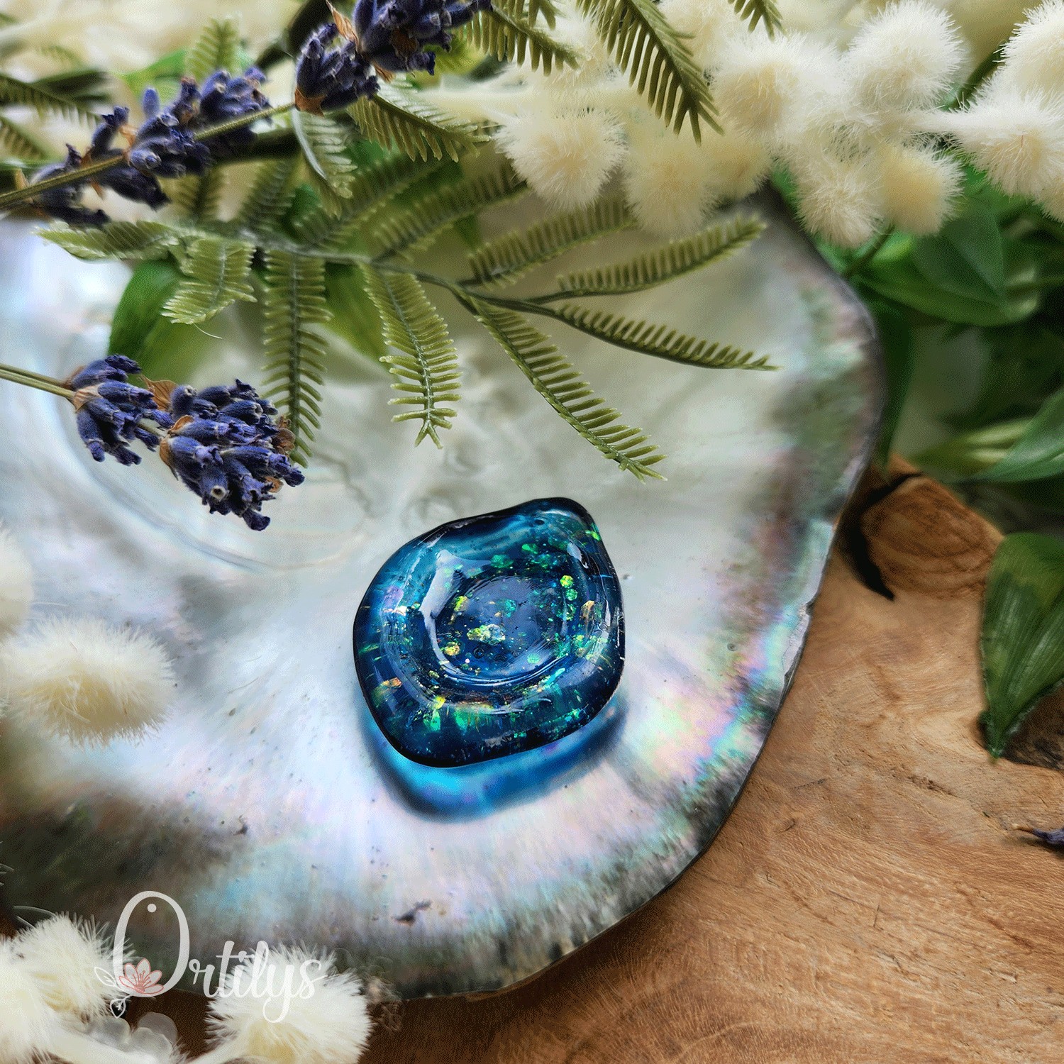 Worry stone "ZEPHIR" Bleu paillettes - Creux moyen đșđș â Image 6