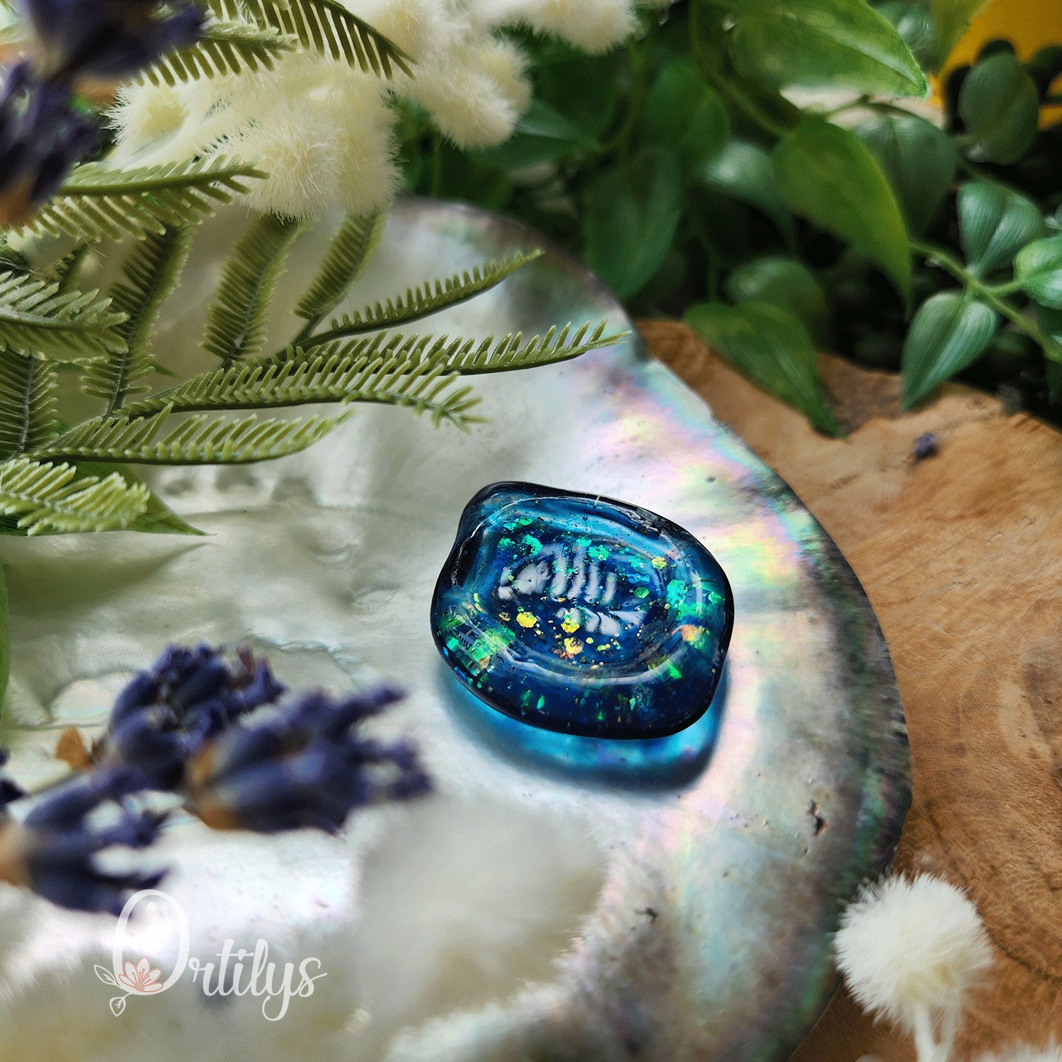 Worry stone "ZEPHIR" Bleu paillettes - Creux moyen đșđș â Image 4
