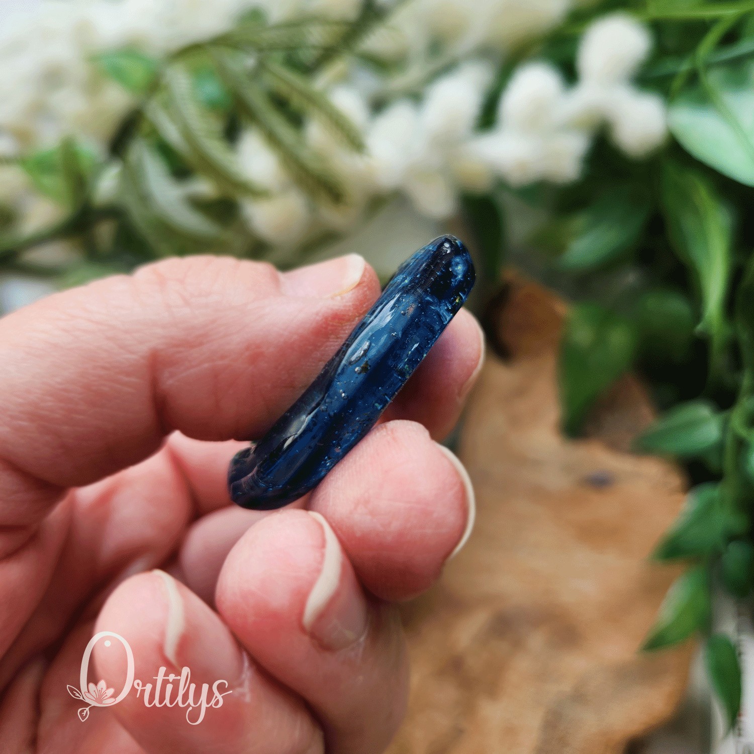 Worry stone "ZEPHIR" Bleu paillettes - Creux moyen đșđș â Image 2