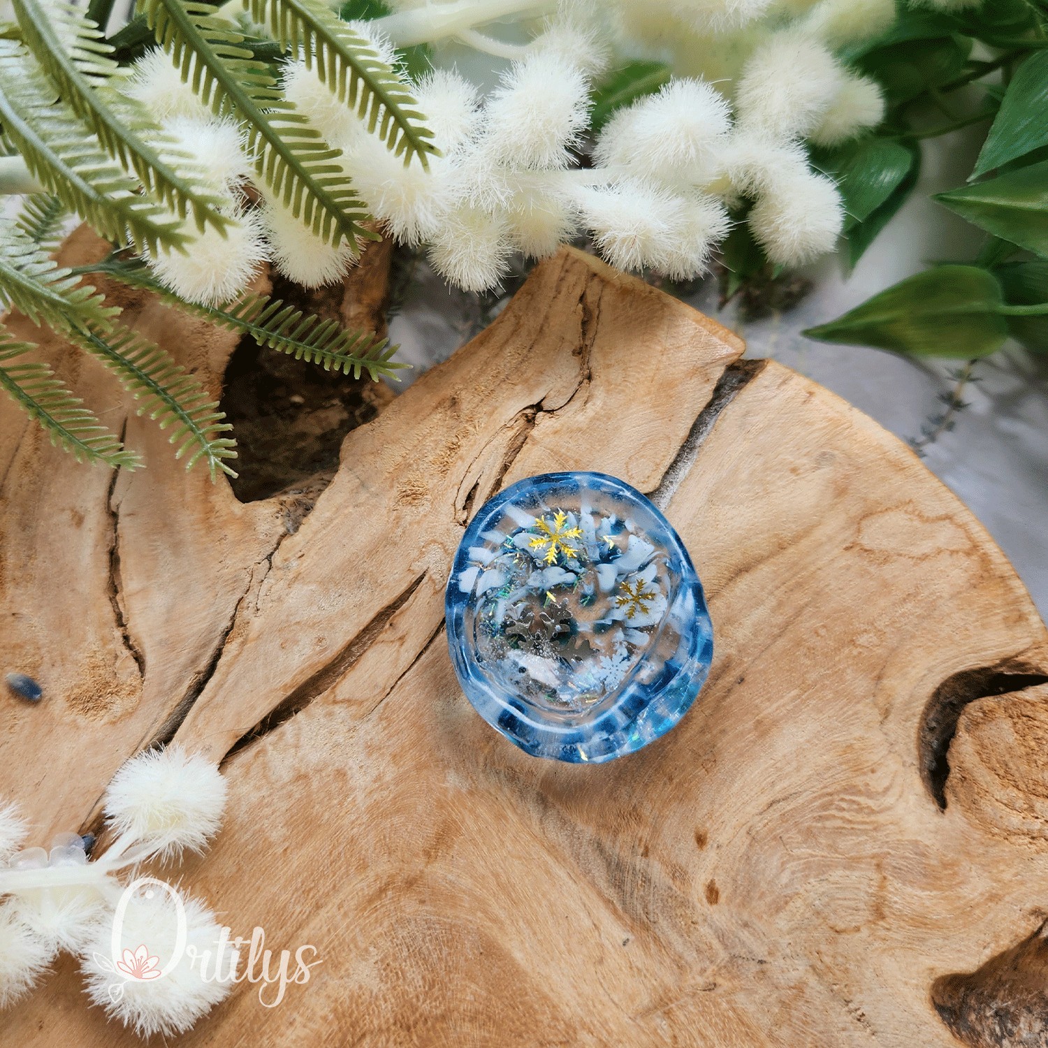 Worry stone "ZEPHIR" Neige bleue et blanche - Creux moyen đșđș â Image 5