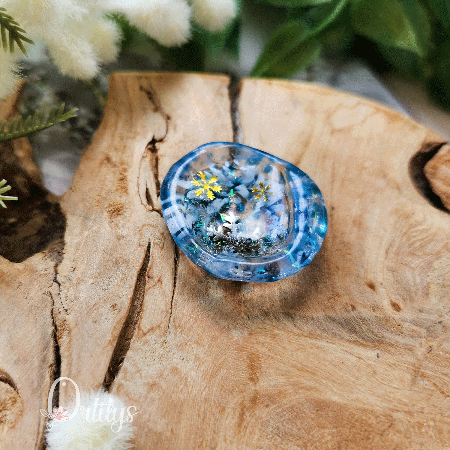 Worry stone "ZEPHIR" Neige bleue et blanche - Creux moyen đșđș â Image 9