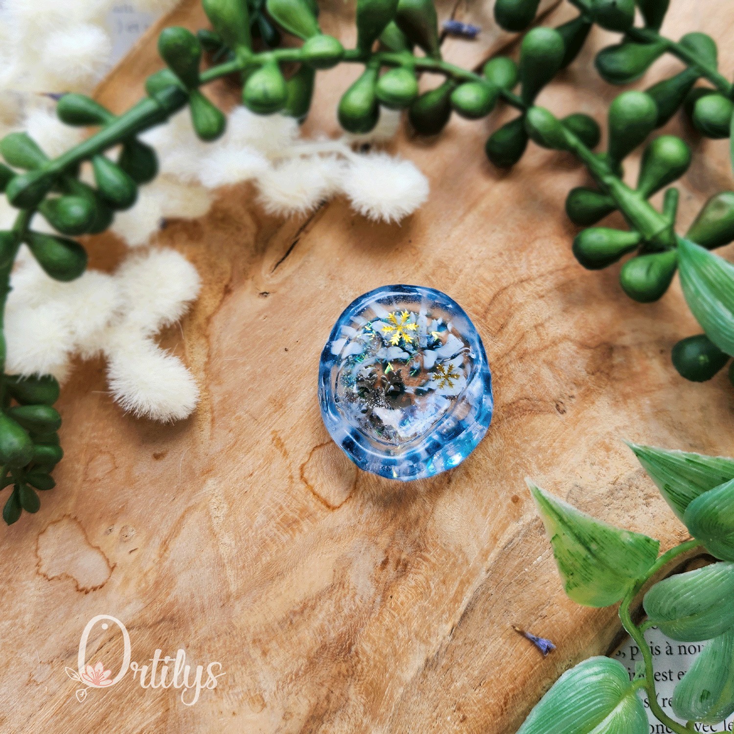 Worry stone "ZEPHIR" Neige bleue et blanche - Creux moyen đșđș â Image 8