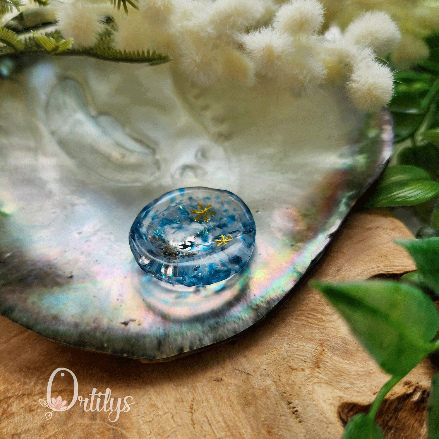 Worry stone "ZEPHIR" Neige bleue et blanche - Creux moyen đșđș â Image 7