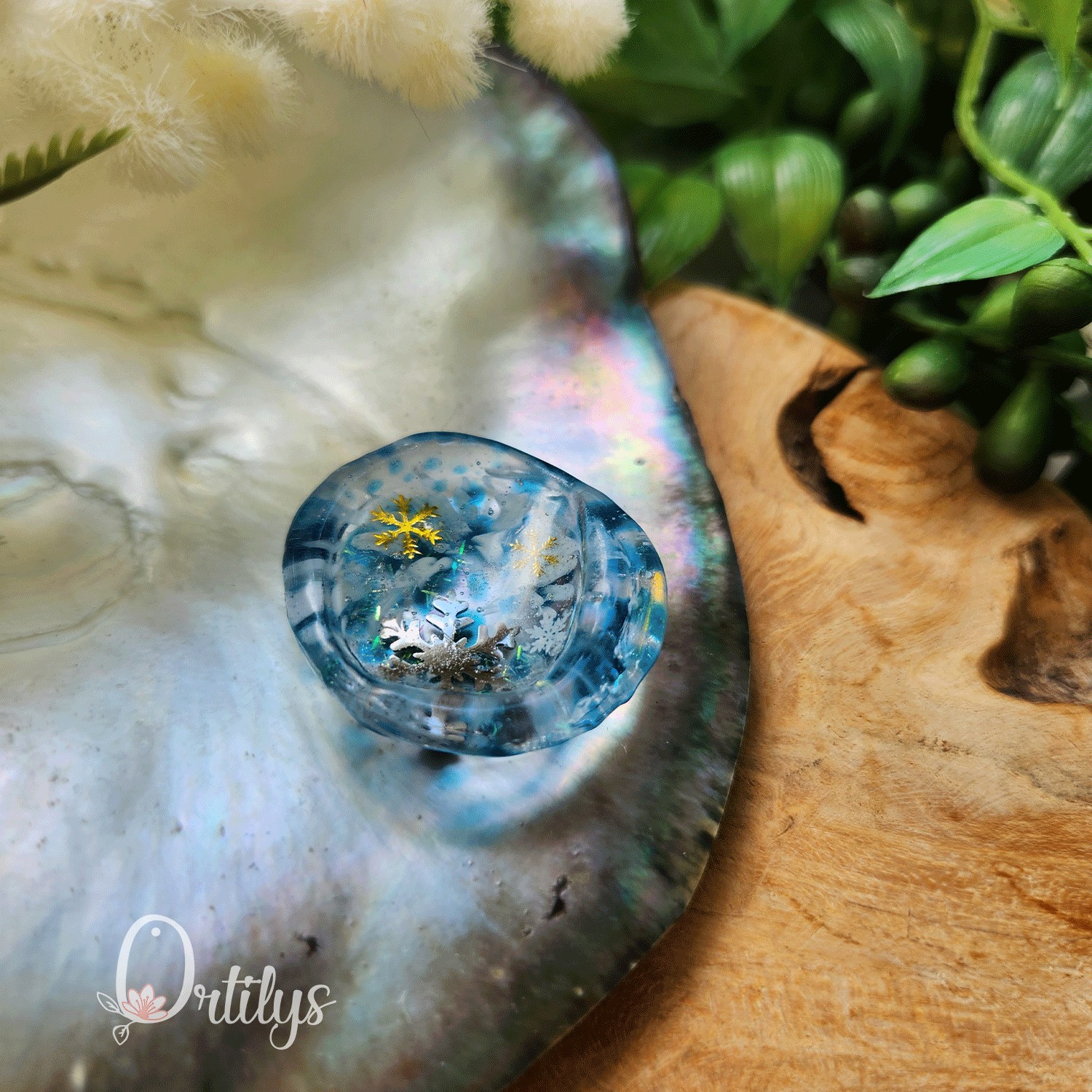 Worry stone "ZEPHIR" Neige bleue et blanche - Creux moyen đșđș â Image 4