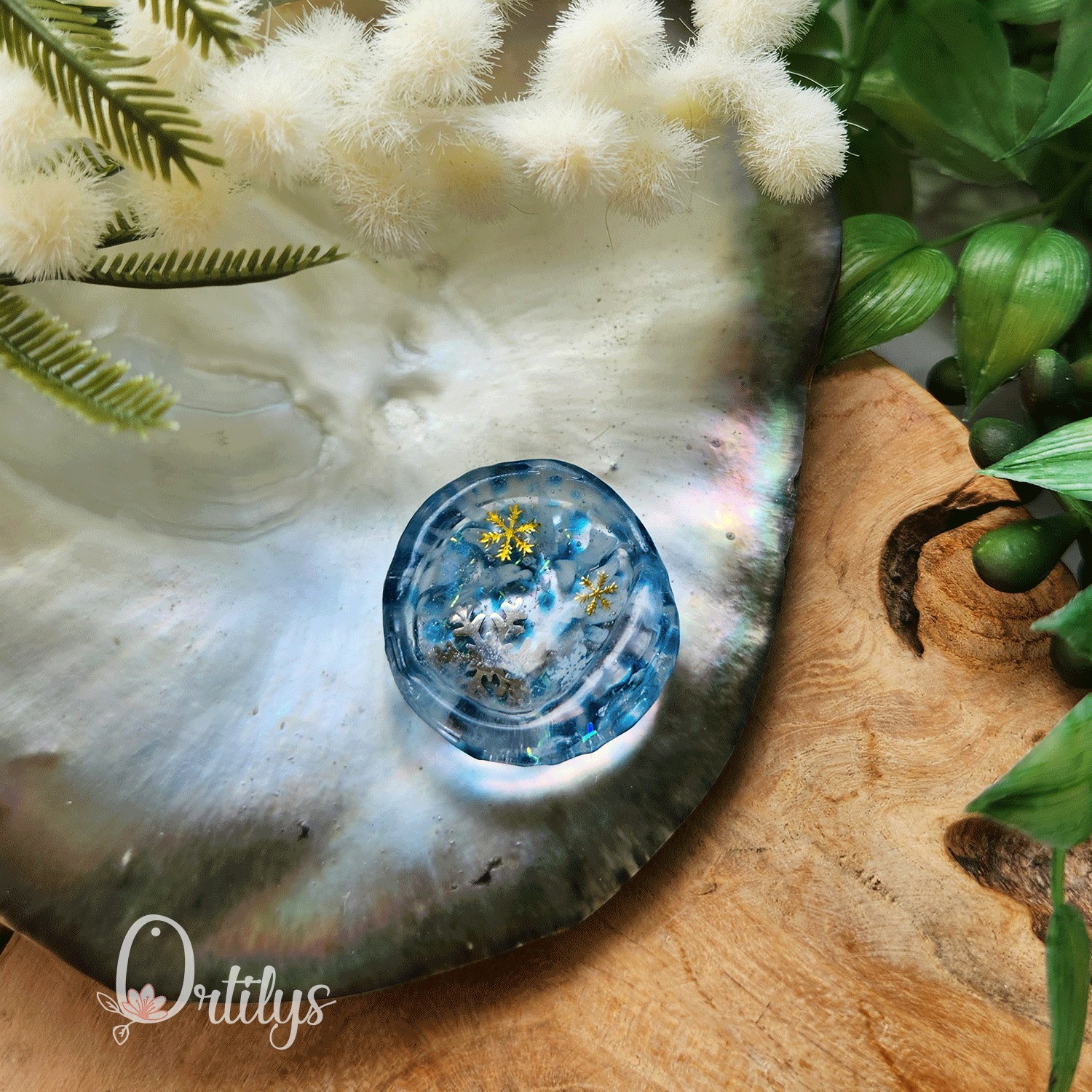 Worry stone "ZEPHIR" Neige bleue et blanche - Creux moyen đșđș