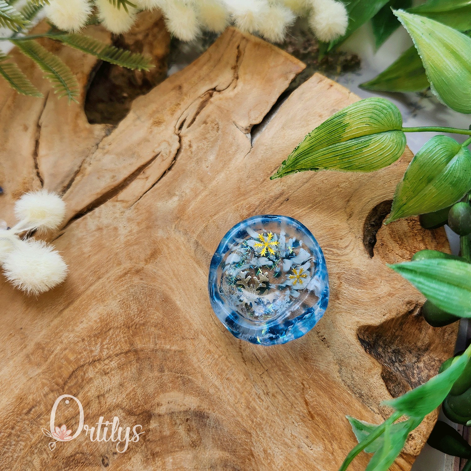 Worry stone "ZEPHIR" Neige bleue et blanche - Creux moyen đșđș â Image 3
