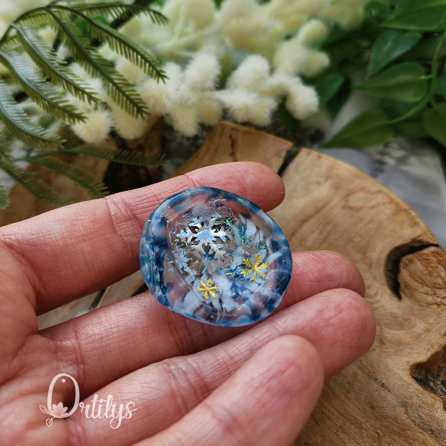 Worry stone "ZEPHIR" Neige bleue et blanche - Creux moyen đșđș â Image 6