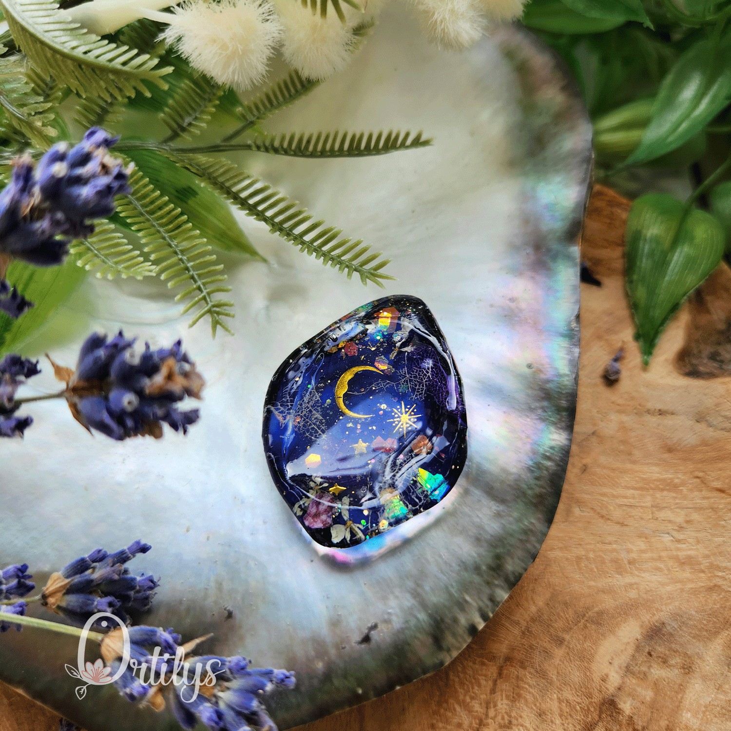 Worry stone "ZEPHIR" Nuit étincelante - Creux moyen 🌺🌺 – Image 10