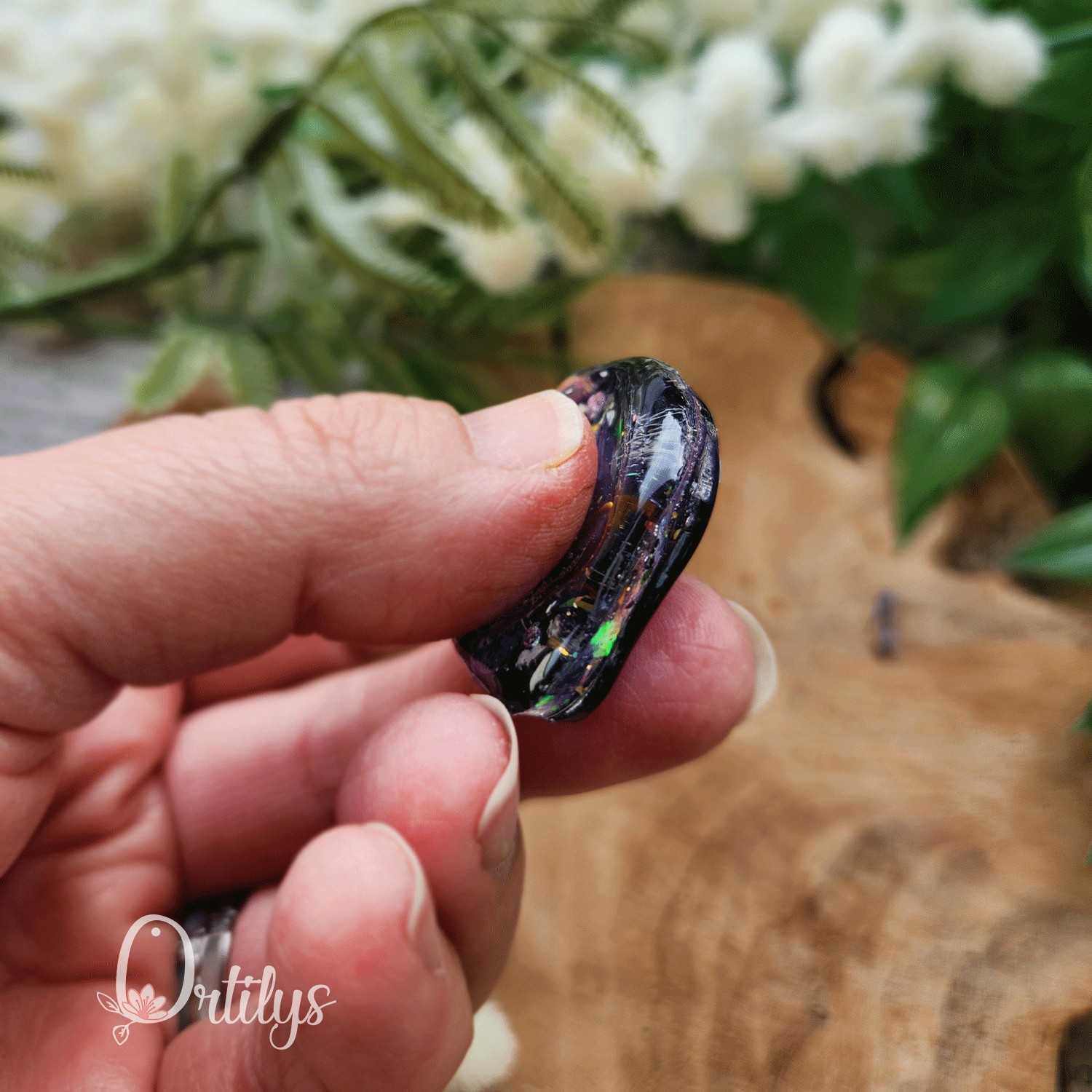 Worry stone "ZEPHIR" Nuit étincelante - Creux moyen 🌺🌺 – Image 2