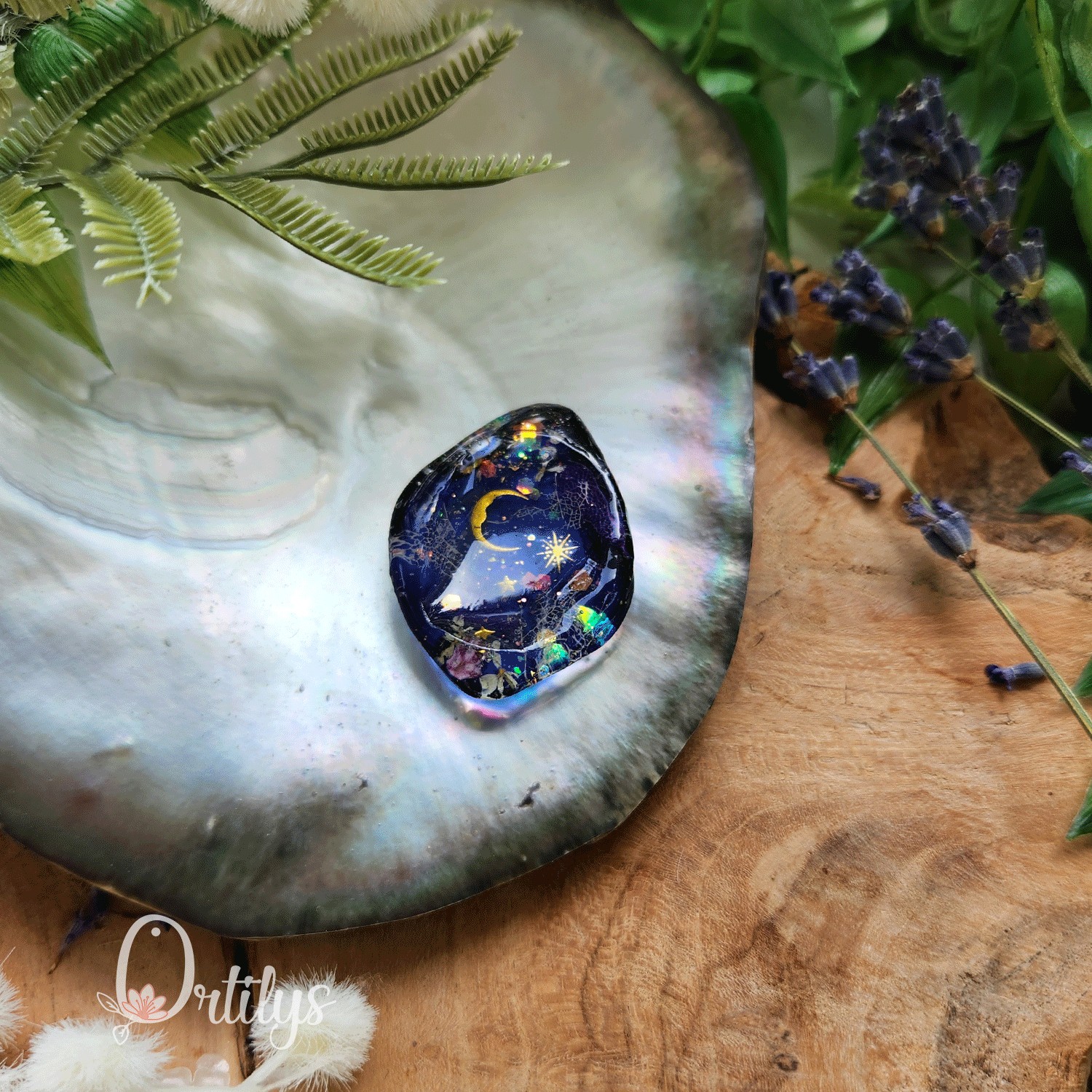 Worry stone "ZEPHIR" Nuit étincelante - Creux moyen 🌺🌺 – Image 9