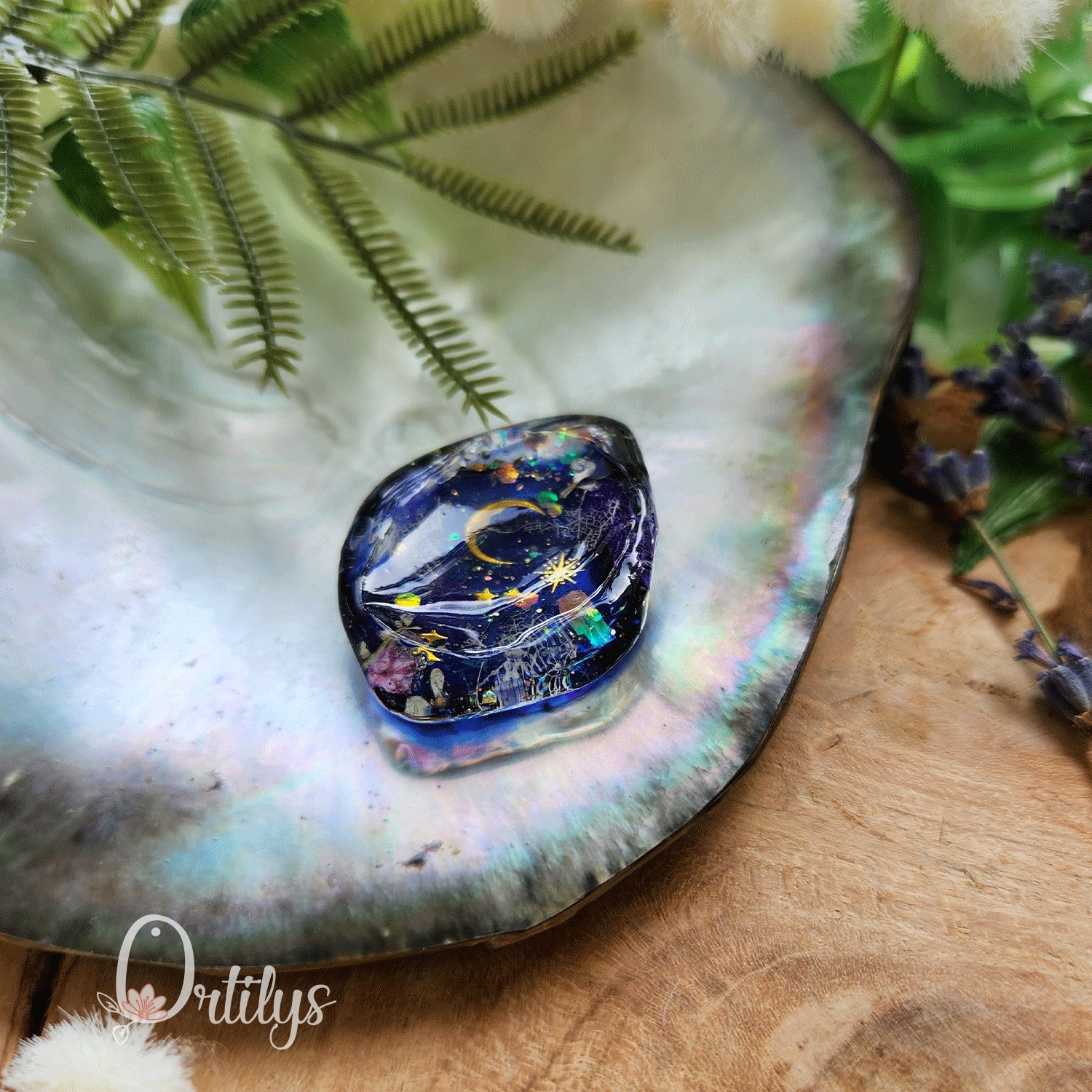 Worry stone "ZEPHIR" Nuit étincelante - Creux moyen 🌺🌺 – Image 5