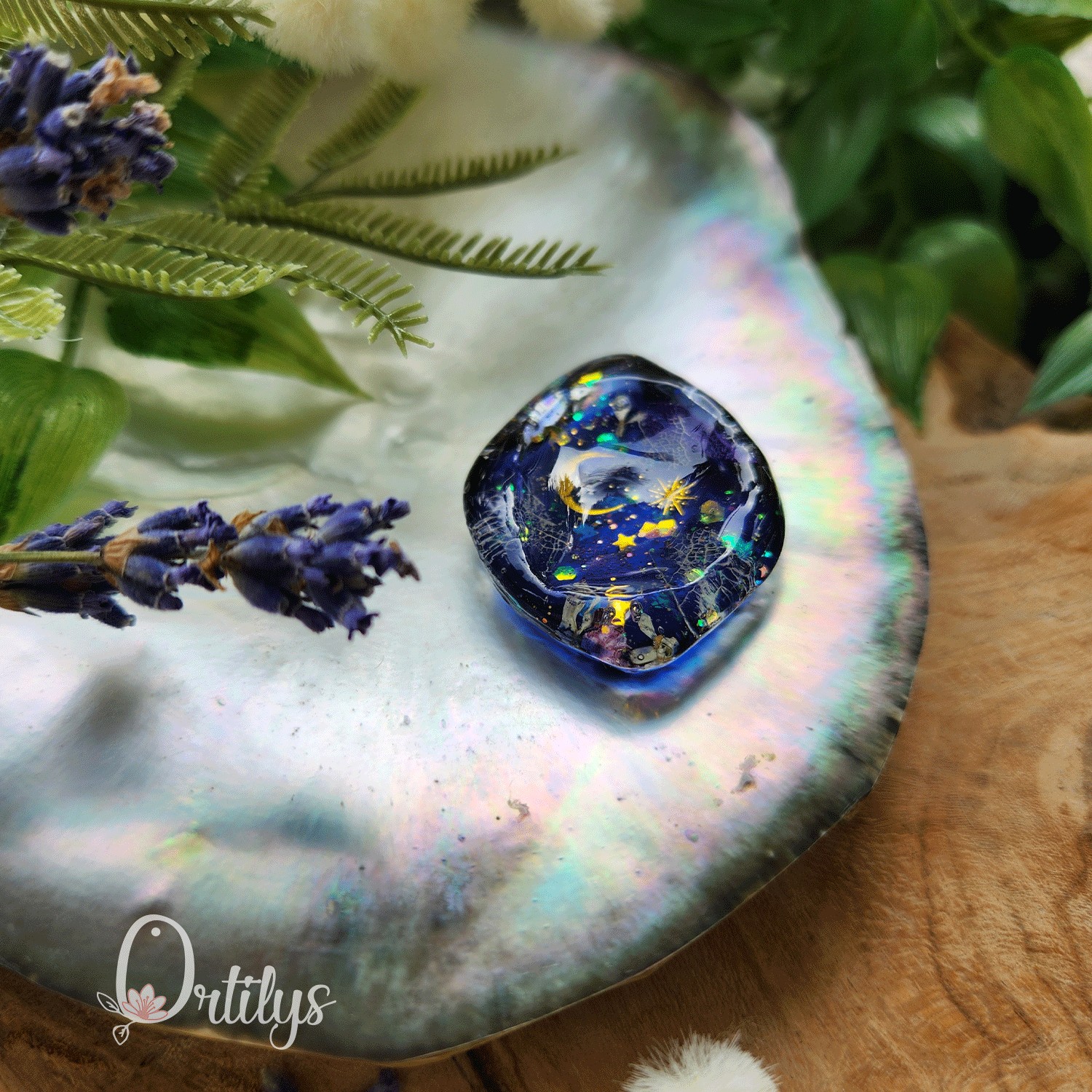 Worry stone "ZEPHIR" Nuit étincelante - Creux moyen 🌺🌺 – Image 12
