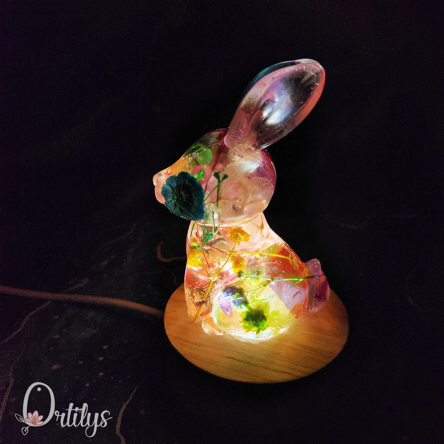 Veilleuse fleurie LAPIN personnalisable – Image 17